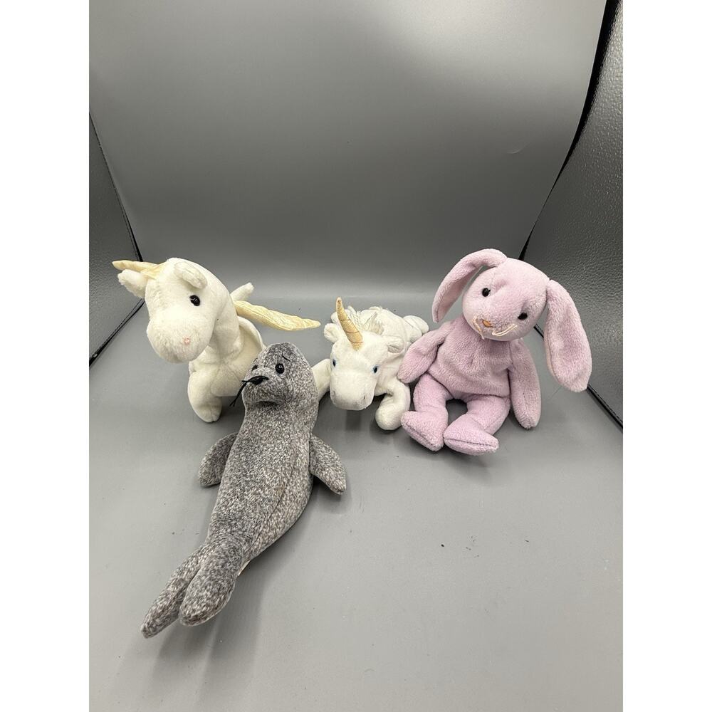 Ty Beanie Babies Lot Dragon Magic Unicorn Mystic Bunny Seal Plush